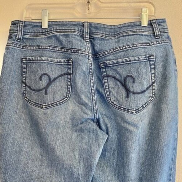 Chicos Denim Blue Jeans Women's Size‎ 1 Short Light Wash Embroidered Pockets - Picture 6 of 8